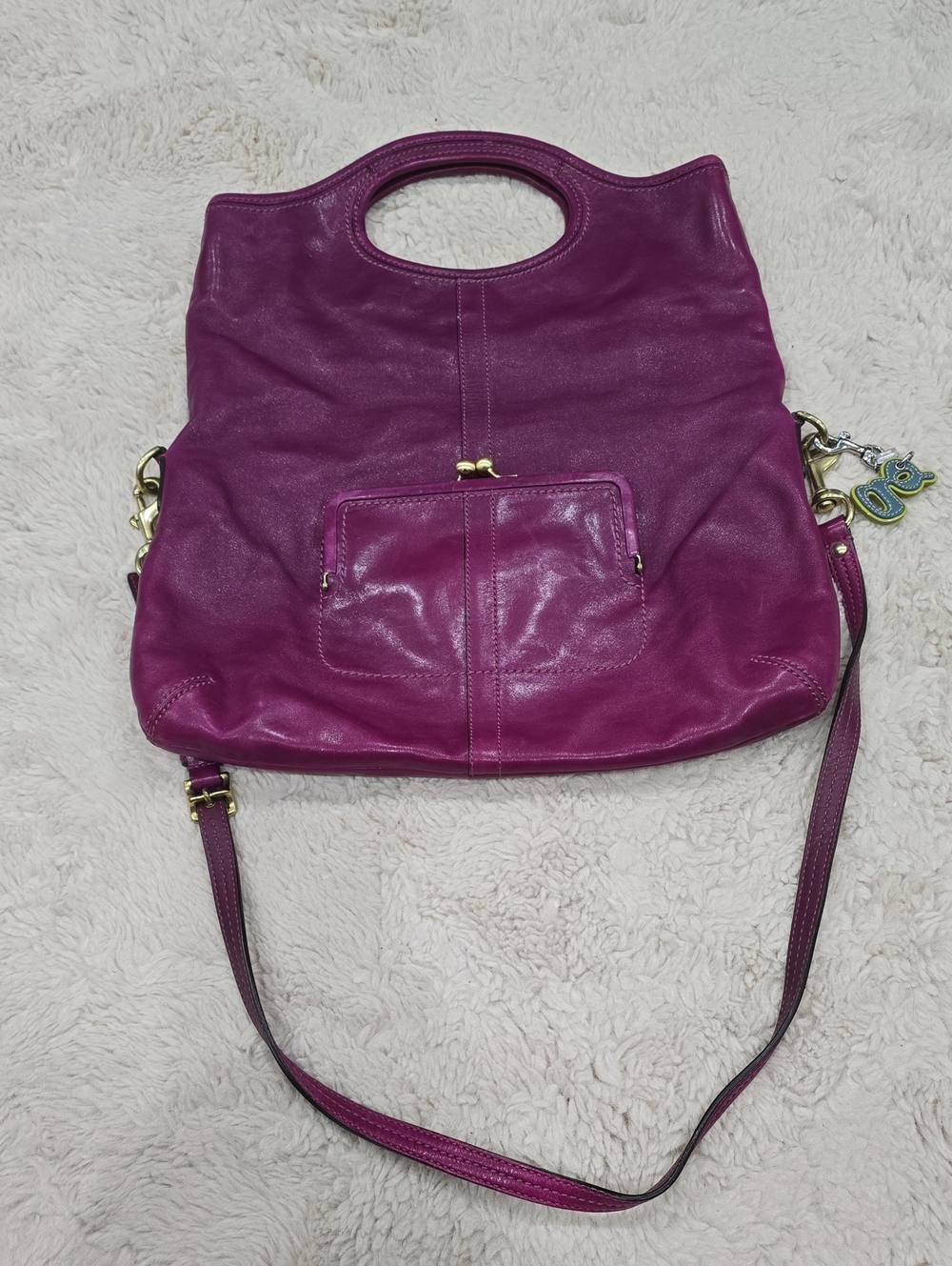 Coach Purple Leather Shoulder Bag with Gold Hardware